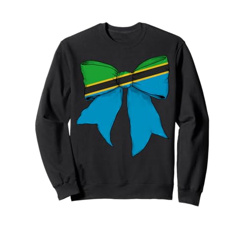 Tansania Tansania Pride Flag Girl Coquette Bow Ribbon Sweatshirt von Womens Coquette Bow Tanzania Heritage Flag Gifts