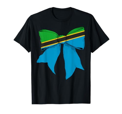 Tansania Tansania Pride Flag Girl Coquette Bow Ribbon T-Shirt von Womens Coquette Bow Tanzania Heritage Flag Gifts