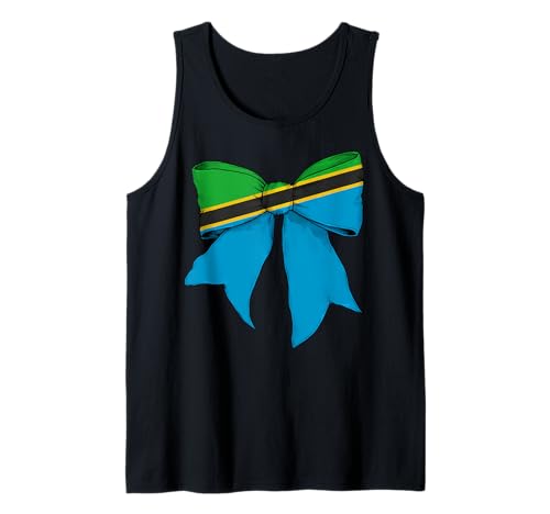 Tansania Tansania Pride Flag Girl Coquette Bow Ribbon Tank Top von Womens Coquette Bow Tanzania Heritage Flag Gifts