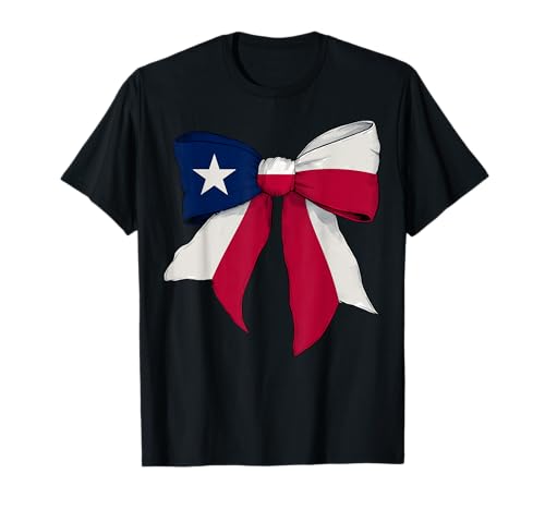Texas-Staatsflagge Mädchen Kokette Schleife Band T-Shirt Texas-Staatsflagge Mädchen Kokette Schleife Band T-Shirt von Womens Coquette Bow Texas Heritage Flag Gifts