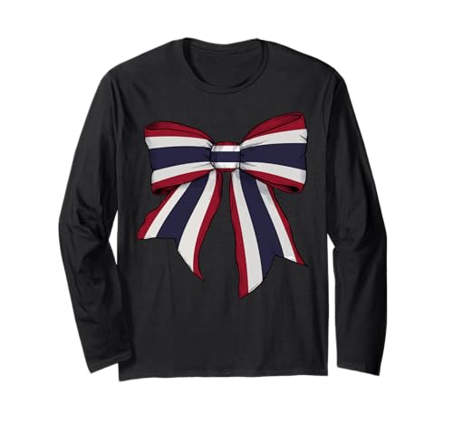 Schleifenband mit thailändischer Flagge für Mädchen Langarmshirt Schleifenband mit thailändischer Flagge für Mädchen Langarmshirt von Womens Coquette Bow Thailand Heritage Flag Gifts