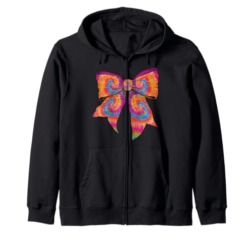 Batikschleife, Regenbogen-Wirbel-Design, Hippie-Mädchen, Kokette Kapuzenjacke von Womens Coquette Bow Tie Dye Rainbow Swirl Gifts