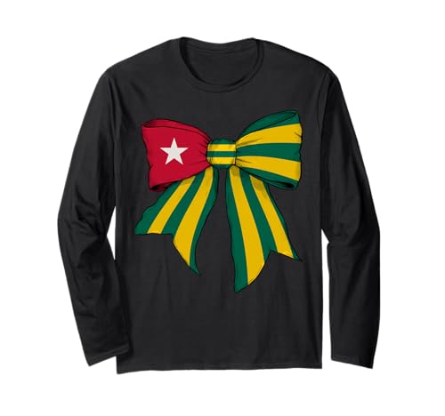 Togo Togolese Pride Girl Coquette Schleifenband Langarmshirt von Womens Coquette Bow Togo Heritage Flag Gifts