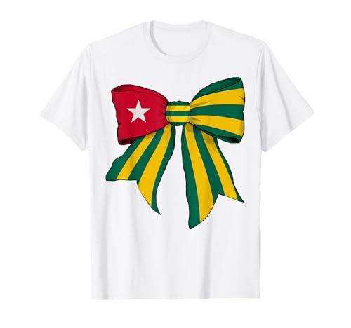 Togo Togolese Pride Girl Coquette Schleifenband T-Shirt von Womens Coquette Bow Togo Heritage Flag Gifts