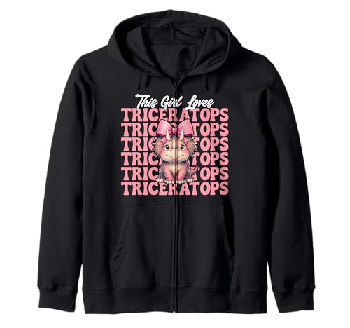 Dieses Mädchen liebt Triceratops Dinosaurier-Mädchen Kokette Schleife Kapuzenjacke von Womens Coquette Bow Triceratops Dinosaur Gifts