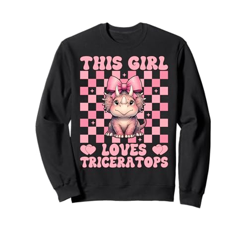 Dieses Mädchen liebt Triceratops Dinosaurier-Mädchen Kokette Schleife Sweatshirt von Womens Coquette Bow Triceratops Dinosaur Gifts