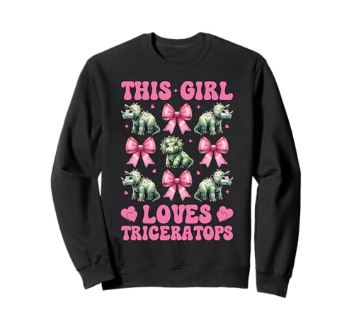 Dieses Mädchen liebt Triceratops Dinosaurier-Mädchen Kokette Schleife Sweatshirt von Womens Coquette Bow Triceratops Dinosaur Gifts