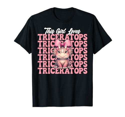 Dieses Mädchen liebt Triceratops Dinosaurier-Mädchen Kokette Schleife T-Shirt von Womens Coquette Bow Triceratops Dinosaur Gifts