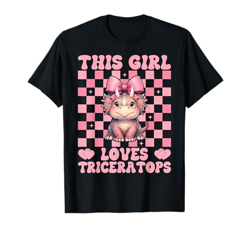 Dieses Mädchen liebt Triceratops Dinosaurier-Mädchen Kokette Schleife T-Shirt von Womens Coquette Bow Triceratops Dinosaur Gifts