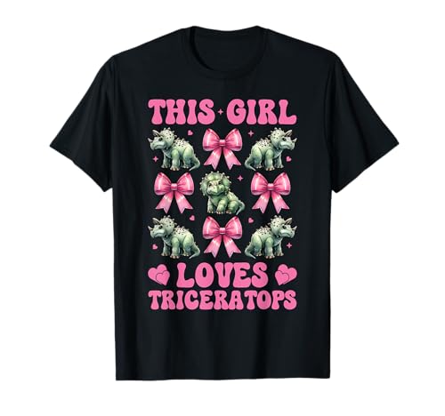 Dieses Mädchen liebt Triceratops Dinosaurier-Mädchen Kokette Schleife T-Shirt von Womens Coquette Bow Triceratops Dinosaur Gifts