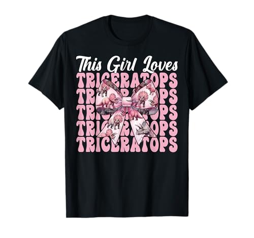 Dieses Mädchen liebt Triceratops Dinosaurier-Mädchen Kokette Schleife T-Shirt von Womens Coquette Bow Triceratops Dinosaur Gifts