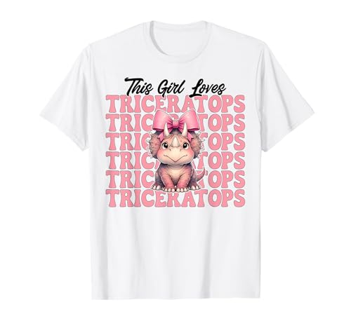 Dieses Mädchen liebt Triceratops Dinosaurier-Mädchen Kokette Schleife T-Shirt von Womens Coquette Bow Triceratops Dinosaur Gifts