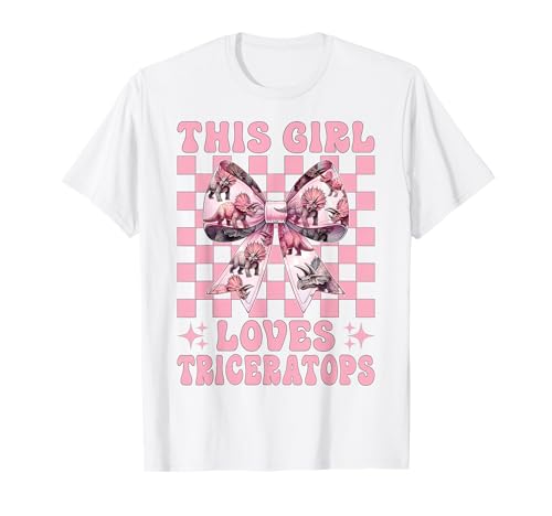 Dieses Mädchen liebt Triceratops Dinosaurier-Mädchen Kokette Schleife T-Shirt von Womens Coquette Bow Triceratops Dinosaur Gifts