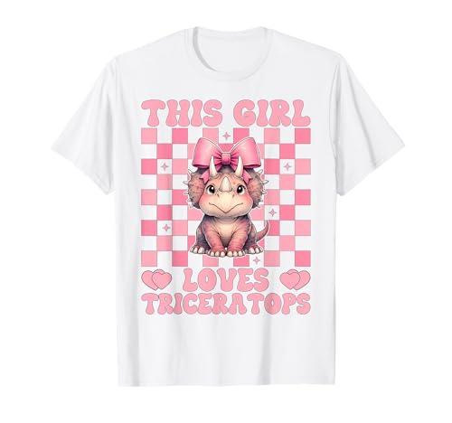 Dieses Mädchen liebt Triceratops Dinosaurier-Mädchen Kokette Schleife T-Shirt von Womens Coquette Bow Triceratops Dinosaur Gifts