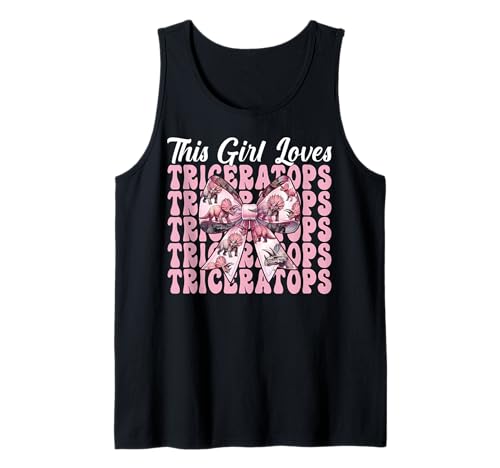 Dieses Mädchen liebt Triceratops Dinosaurier-Mädchen Kokette Schleife Tank Top von Womens Coquette Bow Triceratops Dinosaur Gifts