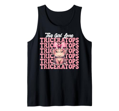 Dieses Mädchen liebt Triceratops Dinosaurier-Mädchen Kokette Schleife Tank Top von Womens Coquette Bow Triceratops Dinosaur Gifts