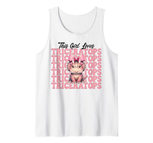 Dieses Mädchen liebt Triceratops Dinosaurier-Mädchen Kokette Schleife Tank Top von Womens Coquette Bow Triceratops Dinosaur Gifts