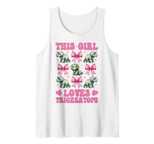 Dieses Mädchen liebt Triceratops Dinosaurier-Mädchen Kokette Schleife Tank Top von Womens Coquette Bow Triceratops Dinosaur Gifts