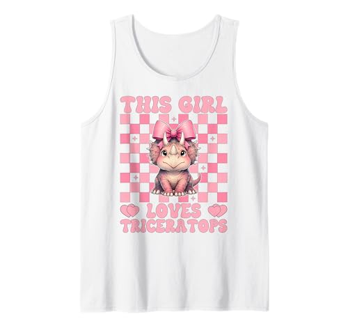 Dieses Mädchen liebt Triceratops Dinosaurier-Mädchen Kokette Schleife Tank Top von Womens Coquette Bow Triceratops Dinosaur Gifts