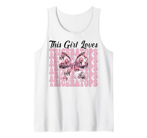 Dieses Mädchen liebt Triceratops Dinosaurier-Mädchen Kokette Schleife Tank Top von Womens Coquette Bow Triceratops Dinosaur Gifts
