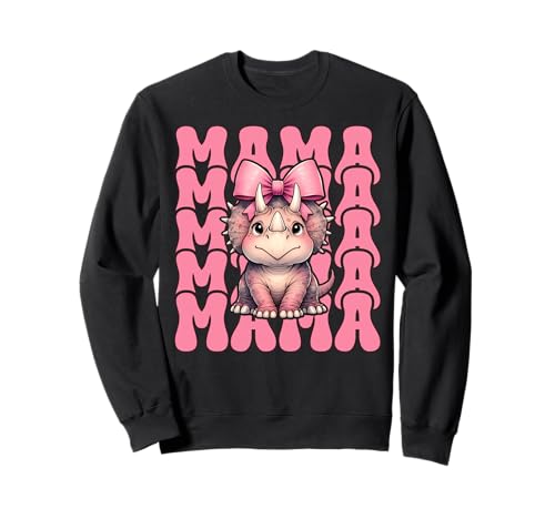 Mama Triceratops Dinosaurier Mama Muttertag Kokette Schleife Sweatshirt von Womens Coquette Bow Triceratops Dinosaur Gifts