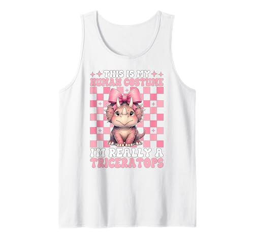 This is My Human Costume I'm A Triceratops Dinosaurier Girl Mom Tank Top von Womens Coquette Bow Triceratops Dinosaur Gifts