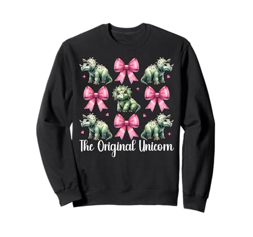 Triceratops Dinosaurier Mädchen Kokette Schleife Das Original Einhorn Sweatshirt von Womens Coquette Bow Triceratops Dinosaur Gifts