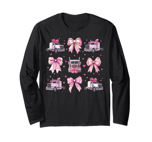 Trucker Trucker Driver Girl Coquette Bow Pink Mama Langarmshirt Trucker Trucker Driver Girl Coquette Bow Pink Mama Langarmshirt von Womens Coquette Bow Trucker Truck Driver Gifts