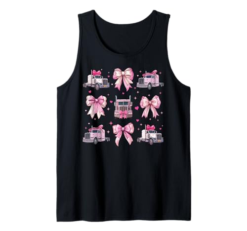 Trucker Trucker Driver Girl Coquette Bow Pink Mama Tank Top von Womens Coquette Bow Trucker Truck Driver Gifts
