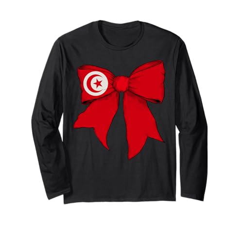 Tunesien Tunesien Pride Flagge Mädchen Kokette Schleife Band Langarmshirt Tunesien Tunesien Pride Flagge Mädchen Kokette Schleife Band Langarmshirt von Womens Coquette Bow Tunisia Heritage Flag Gifts