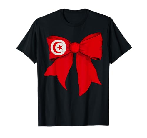 Tunesien Tunesien Pride Flagge Mädchen Kokette Schleife Band T-Shirt von Womens Coquette Bow Tunisia Heritage Flag Gifts