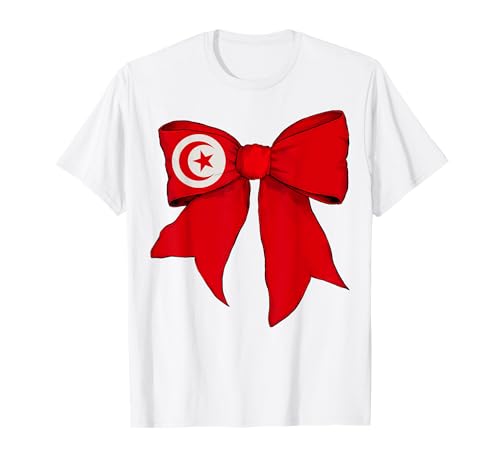 Tunesien Tunesien Pride Flagge Mädchen Kokette Schleife Band T-Shirt von Womens Coquette Bow Tunisia Heritage Flag Gifts