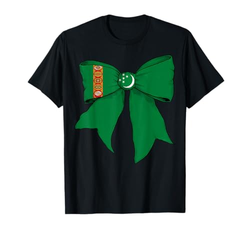 Kokettenschleifenband mit Turkmenischer Flagge für Mädchen T-Shirt Kokettenschleifenband mit Turkmenischer Flagge für Mädchen T-Shirt von Womens Coquette Bow Turkmenistan Heritage Gifts