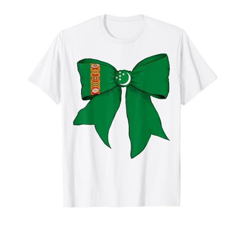 Kokettenschleifenband mit Turkmenischer Flagge für Mädchen T-Shirt Kokettenschleifenband mit Turkmenischer Flagge für Mädchen T-Shirt von Womens Coquette Bow Turkmenistan Heritage Gifts