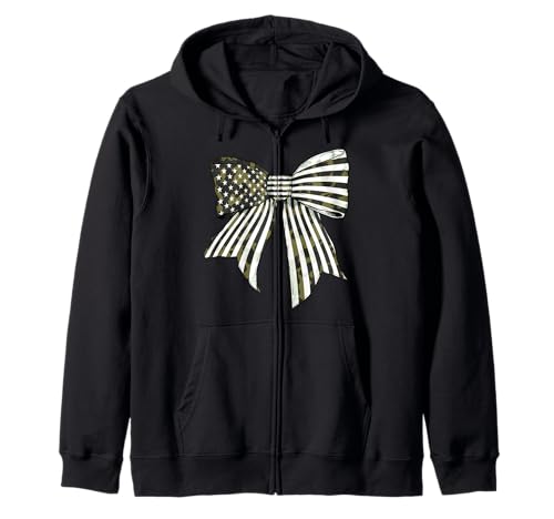 USA-Flagge, Camouflage, Jagd, patriotisches amerikanisches Mädchen Kapuzenjacke USA-Flagge, Camouflage, Jagd, patriotisches amerikanisches Mädchen Kapuzenjacke von Womens Coquette Bow USA Flag 4th of July Gifts