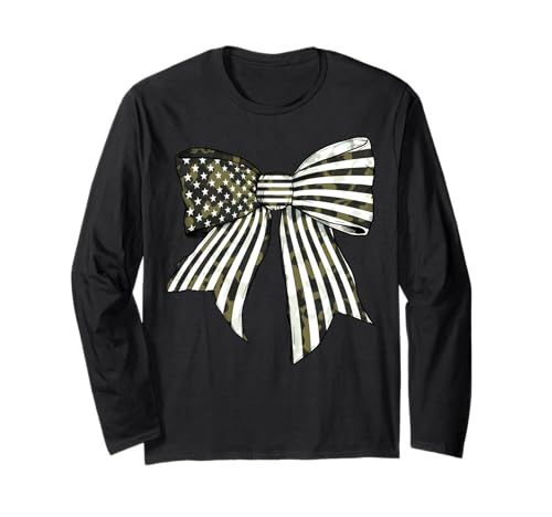 USA-Flagge, Camouflage, Jagd, patriotisches amerikanisches Mädchen Langarmshirt USA-Flagge, Camouflage, Jagd, patriotisches amerikanisches Mädchen Langarmshirt von Womens Coquette Bow USA Flag 4th of July Gifts