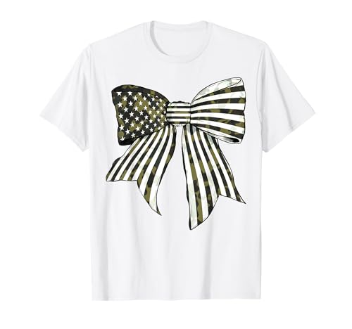 USA-Flagge, Camouflage, Jagd, patriotisches amerikanisches Mädchen T-Shirt USA-Flagge, Camouflage, Jagd, patriotisches amerikanisches Mädchen T-Shirt von Womens Coquette Bow USA Flag 4th of July Gifts