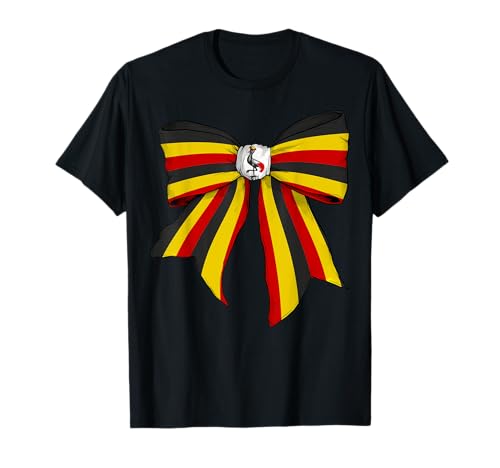 Uganda Ugandischer Stolz Flagge Mädchen Kokette Schleife Band T-Shirt Uganda Ugandischer Stolz Flagge Mädchen Kokette Schleife Band T-Shirt von Womens Coquette Bow Uganda Heritage Flag Gifts