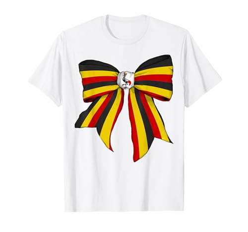 Uganda Ugandischer Stolz Flagge Mädchen Kokette Schleife Band T-Shirt Uganda Ugandischer Stolz Flagge Mädchen Kokette Schleife Band T-Shirt von Womens Coquette Bow Uganda Heritage Flag Gifts