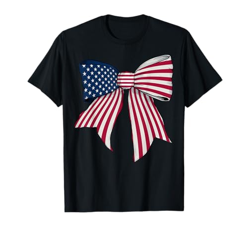 Vereinigte Staaten US USA American Pride Flag Girl Coquette Bow T-Shirt von Womens Coquette Bow United States Heritage Gifts