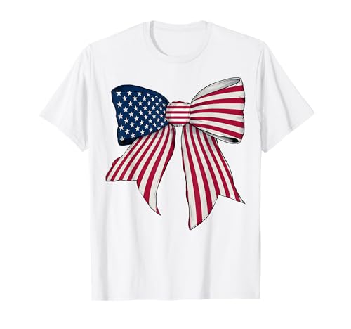 Vereinigte Staaten US USA American Pride Flag Girl Coquette Bow T-Shirt Vereinigte Staaten US USA American Pride Flag Girl Coquette Bow T-Shirt von Womens Coquette Bow United States Heritage Gifts