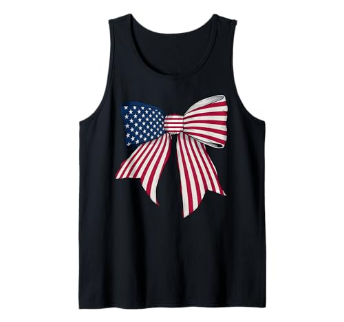 Vereinigte Staaten US USA American Pride Flag Girl Coquette Bow Tank Top von Womens Coquette Bow United States Heritage Gifts