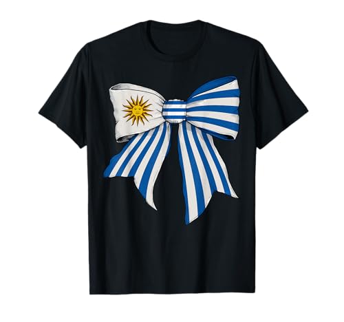 Uruguay Uruguayischer Stolz Flagge Mädchen Kokette Schleife Band T-Shirt Uruguay Uruguayischer Stolz Flagge Mädchen Kokette Schleife Band T-Shirt von Womens Coquette Bow Uruguay Heritage Flag Gifts