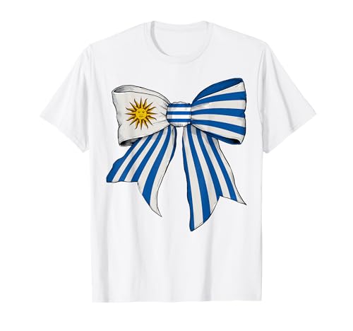 Uruguay Uruguayischer Stolz Flagge Mädchen Kokette Schleife Band T-Shirt von Womens Coquette Bow Uruguay Heritage Flag Gifts
