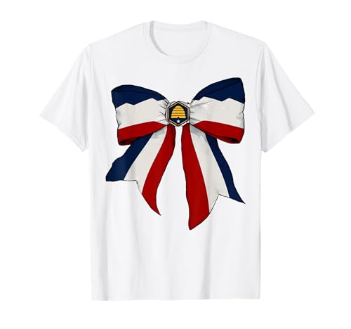 Kokettenschleifenband mit Flagge von Utah für Mädchen T-Shirt Kokettenschleifenband mit Flagge von Utah für Mädchen T-Shirt von Womens Coquette Bow Utah Heritage Flag Gifts