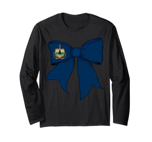 Kokettenschleifenband mit der Flagge des Bundesstaates Vermont für Mädchen Langarmshirt von Womens Coquette Bow Vermont Heritage Flag Gifts