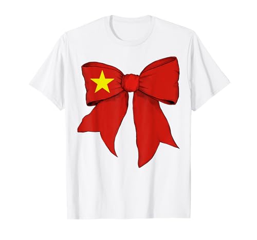 Vietnam Vietnamesische Pride Flagge Mädchen Kokette Schleife Band T-Shirt Vietnam Vietnamesische Pride Flagge Mädchen Kokette Schleife Band T-Shirt von Womens Coquette Bow Vietnam Heritage Flag Gifts