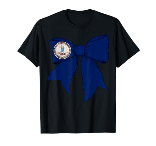 Kokettenschleifenband mit Flagge des Bundesstaates Virginia für Mädchen T-Shirt Kokettenschleifenband mit Flagge des Bundesstaates Virginia für Mädchen T-Shirt von Womens Coquette Bow Virginia Heritage Flag Gifts