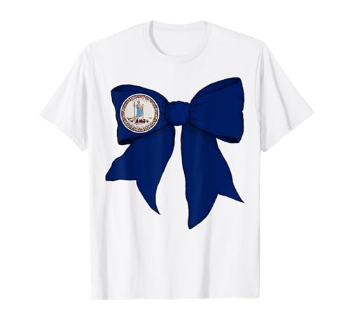 Kokettenschleifenband mit Flagge des Bundesstaates Virginia für Mädchen T-Shirt Kokettenschleifenband mit Flagge des Bundesstaates Virginia für Mädchen T-Shirt von Womens Coquette Bow Virginia Heritage Flag Gifts