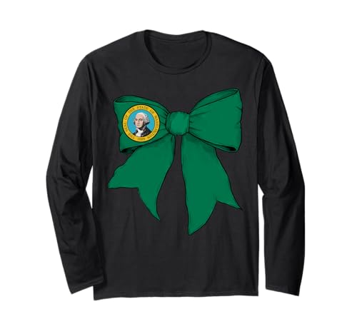 Kokettenschleifenband mit Flagge des US-Bundesstaates Washington für Mädchen Langarmshirt Kokettenschleifenband mit Flagge des US-Bundesstaates Washington für Mädchen Langarmshirt von Womens Coquette Bow Washington Heritage Flag Gifts